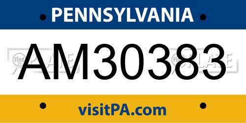 AM30383 Pennsylvania License Plate
