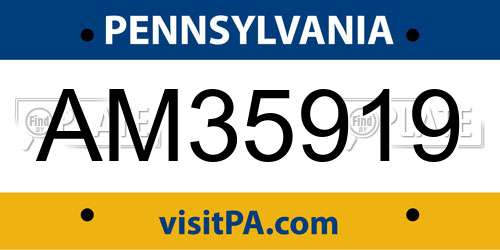 AM35919 Pennsylvania License Plate