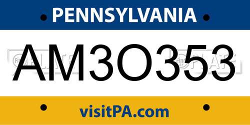 AM3O353 Pennsylvania License Plate