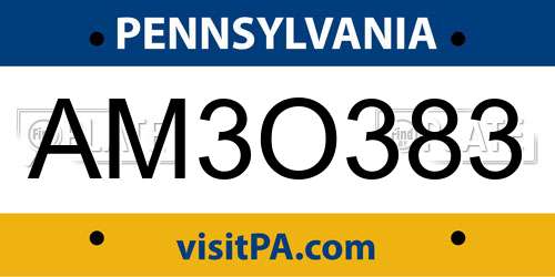 AM3O383 Pennsylvania License Plate