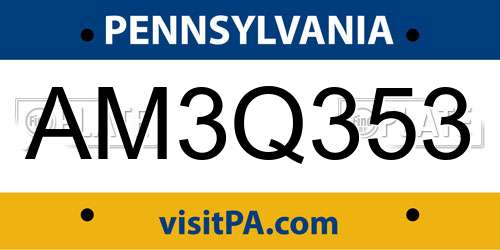 AM3Q353 Pennsylvania License Plate