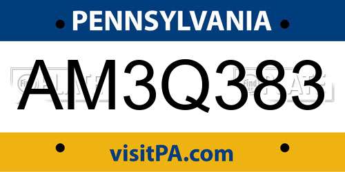 AM3Q383 Pennsylvania License Plate