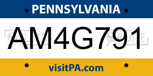 AM4G791 Pennsylvania License Plate