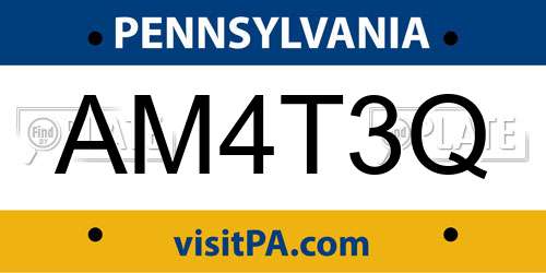 AM4T3Q Pennsylvania License Plate