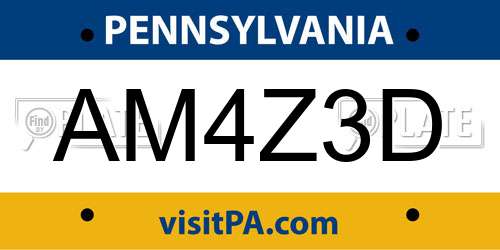 AM4Z3D Pennsylvania License Plate