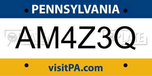 AM4Z3Q Pennsylvania License Plate