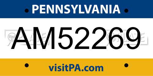 AM52269 Pennsylvania License Plate