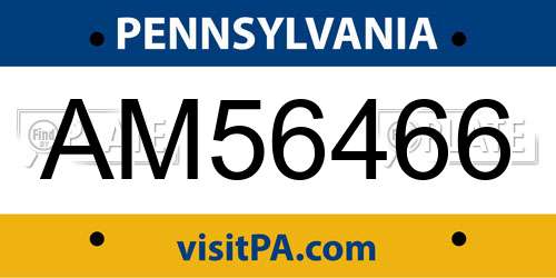 AM56466 Pennsylvania License Plate
