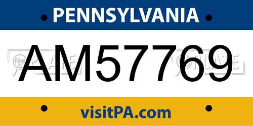 AM57769 Pennsylvania License Plate