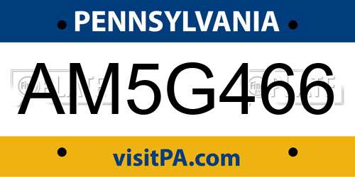 AM5G466 Pennsylvania License Plate