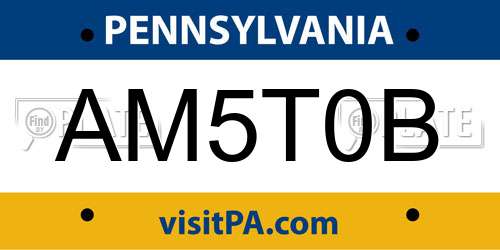 AM5T0B Pennsylvania License Plate