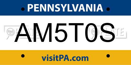 AM5T0S Pennsylvania License Plate