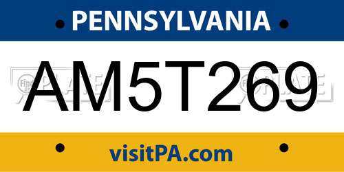 AM5T269 Pennsylvania License Plate