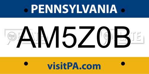 AM5Z0B Pennsylvania License Plate