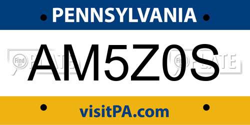 AM5Z0S Pennsylvania License Plate