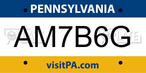 AM7B6G Pennsylvania License Plate