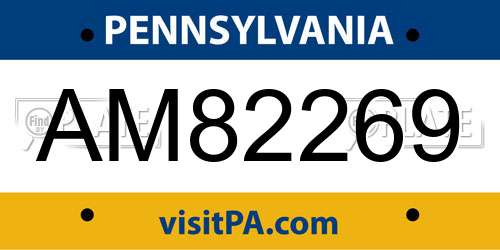 AM82269 Pennsylvania License Plate