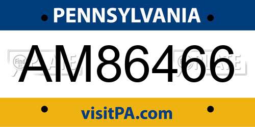 AM86466 Pennsylvania License Plate