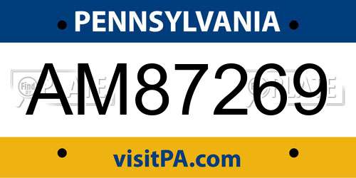 AM87269 Pennsylvania License Plate