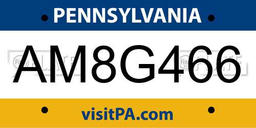 AM8G466 Pennsylvania License Plate