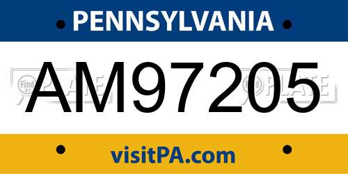AM97205 Pennsylvania License Plate