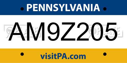 AM9Z205 Pennsylvania License Plate