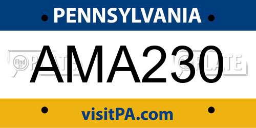 AMA230 Pennsylvania License Plate