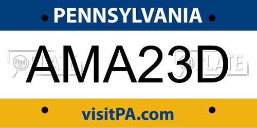 AMA23D Pennsylvania License Plate