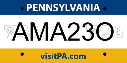 AMA23O Pennsylvania License Plate