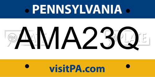AMA23Q Pennsylvania License Plate