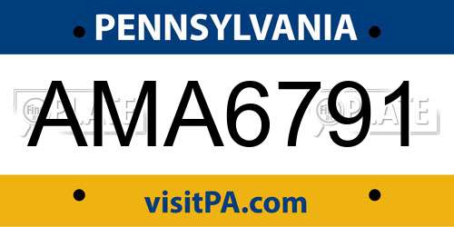 AMA6791 Pennsylvania License Plate