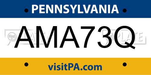 AMA73Q Pennsylvania License Plate