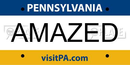 AMAZED Pennsylvania License Plate