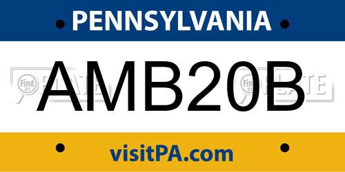 AMB20B Pennsylvania License Plate