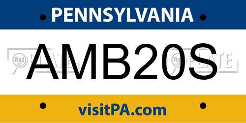 AMB20S Pennsylvania License Plate