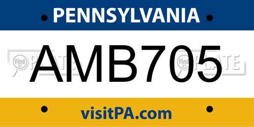 AMB705 Pennsylvania License Plate