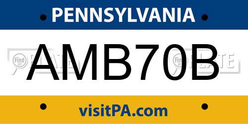 AMB70B Pennsylvania License Plate