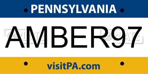 AMBER97 Pennsylvania License Plate