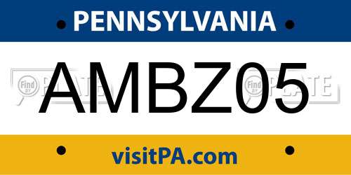 AMBZ05 Pennsylvania License Plate
