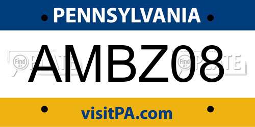 AMBZ08 Pennsylvania License Plate