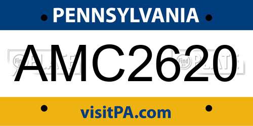 AMC2620 Pennsylvania License Plate