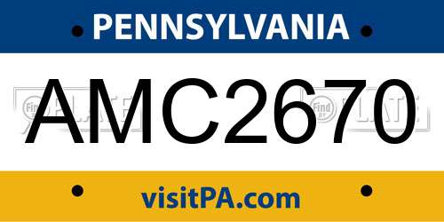 AMC2670 Pennsylvania License Plate