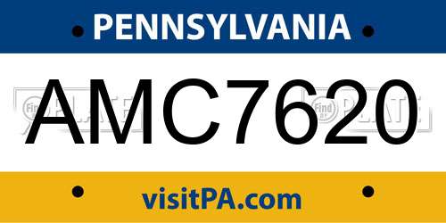 AMC7620 Pennsylvania License Plate