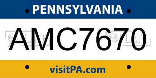 AMC7670 Pennsylvania License Plate