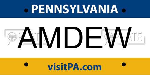 AMDEW Pennsylvania License Plate