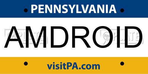 AMDROID Pennsylvania License Plate