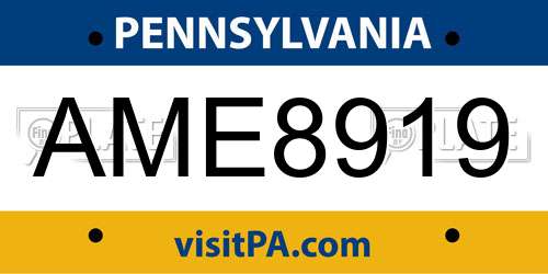 AME8919 Pennsylvania License Plate