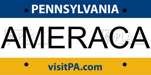 AMERACA Pennsylvania License Plate