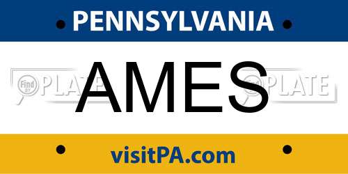 AMES Pennsylvania License Plate