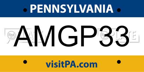 AMGP33 Pennsylvania License Plate